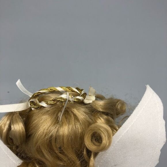 Angle white gold trim blond lace wings china doll 11" tall READ - Picture 11 of 11